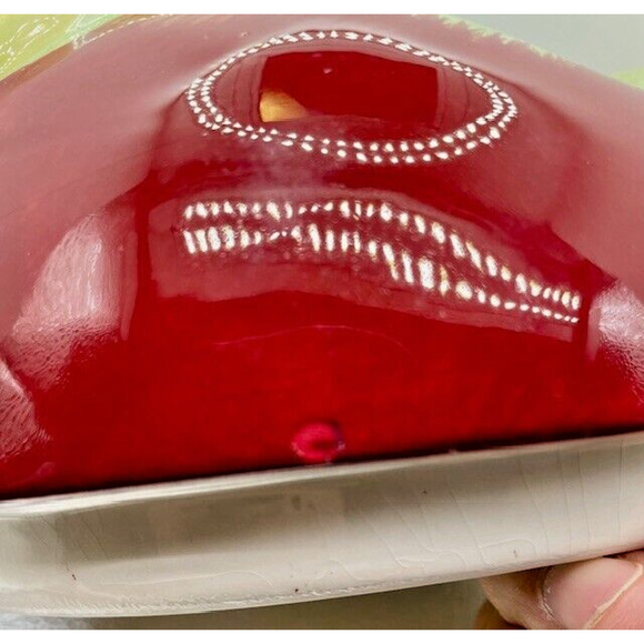 Vintage Ceramic Red Apple Cookie Jar With Lid 8" x 6.5" - Picture 8 of 13